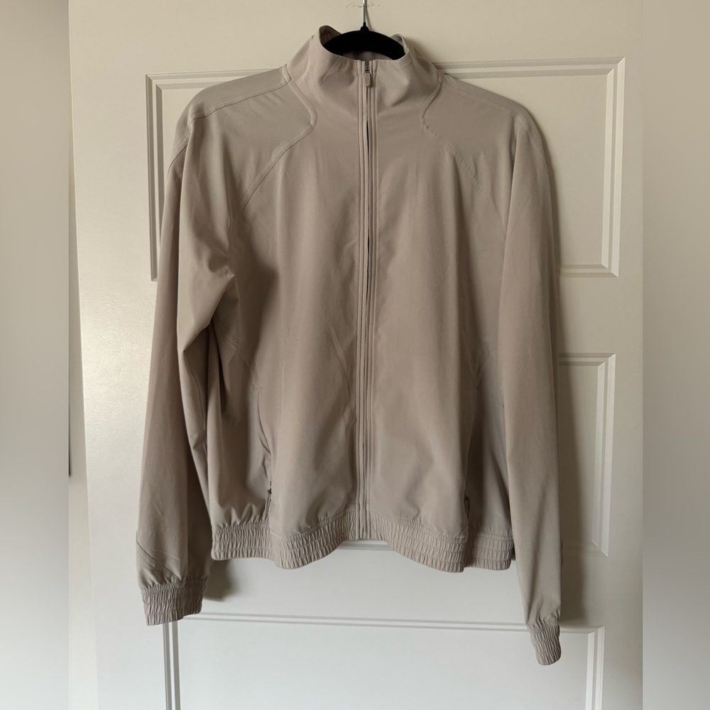 lululemon relaxed fit track jacket - mojave tan - size 6
